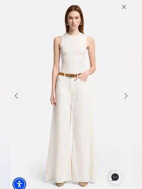 7 FOR ALL MANKIND Women's Size 28 Linen Ostuni Willow Palazzo Wide-Leg Jeans NWT